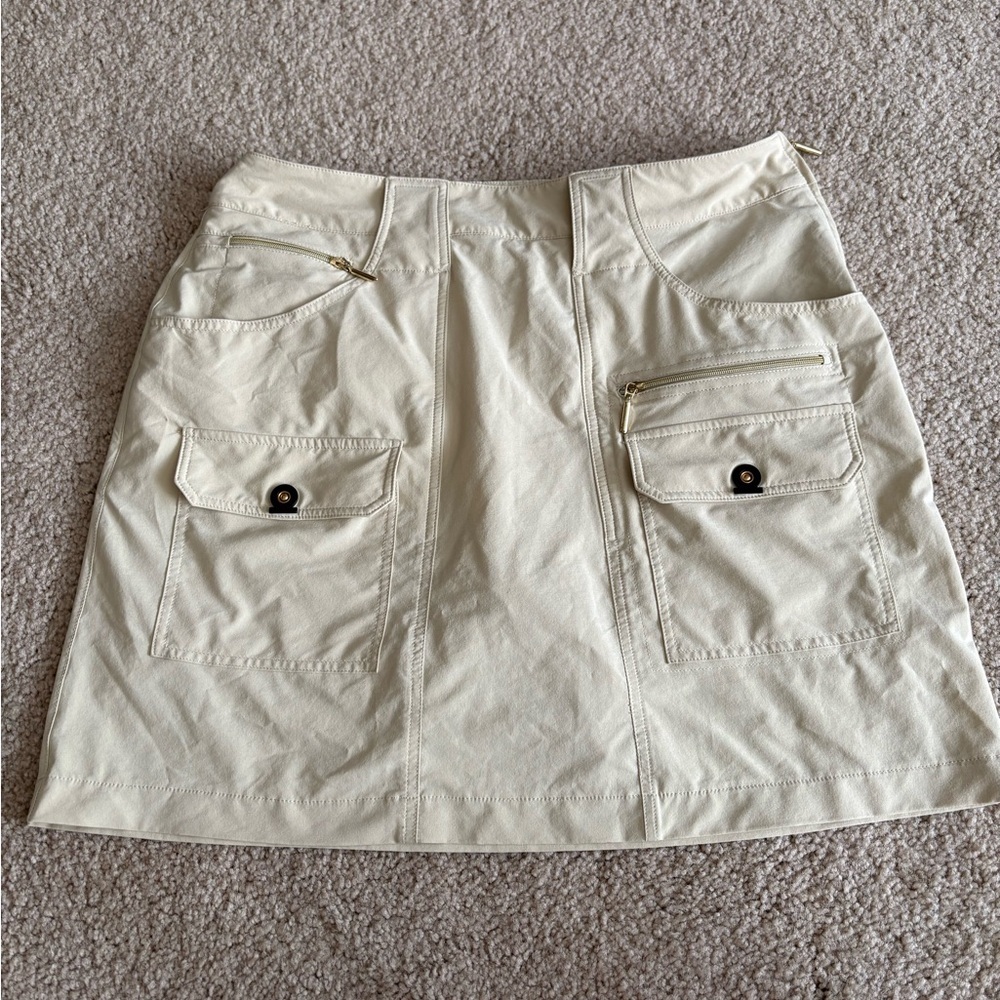 jamie sadock women's khaki activewear golf skort skirt cargo pockets size 6(30)